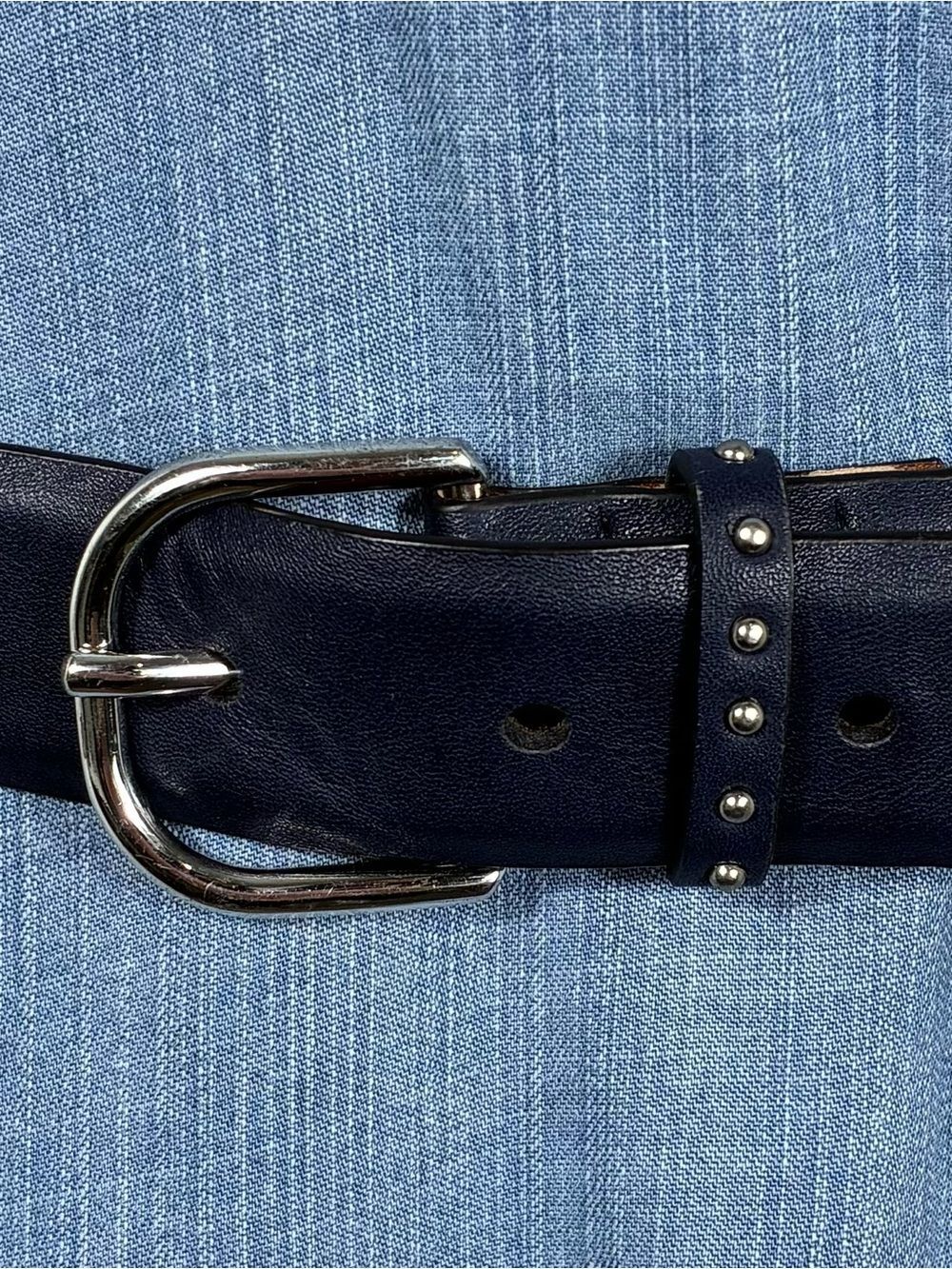 Tommy Hilfiger Womens belt Sz L blue leather studded preppy